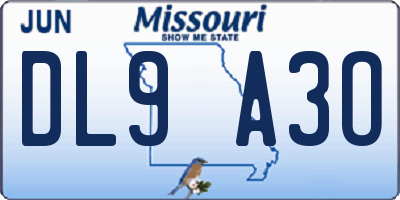 MO license plate DL9A3O
