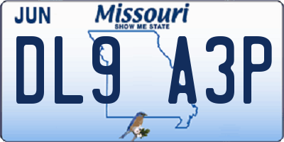 MO license plate DL9A3P