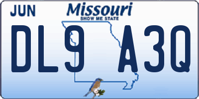 MO license plate DL9A3Q