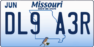 MO license plate DL9A3R