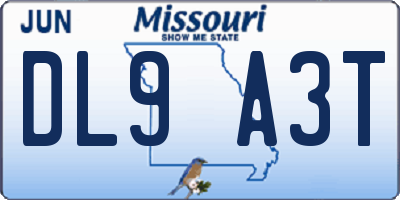 MO license plate DL9A3T