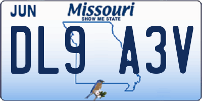 MO license plate DL9A3V