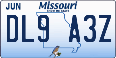 MO license plate DL9A3Z