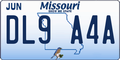 MO license plate DL9A4A