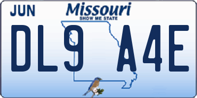 MO license plate DL9A4E