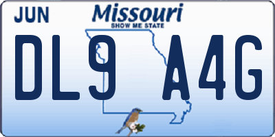 MO license plate DL9A4G