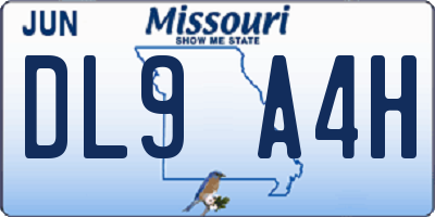 MO license plate DL9A4H