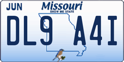 MO license plate DL9A4I