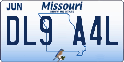 MO license plate DL9A4L