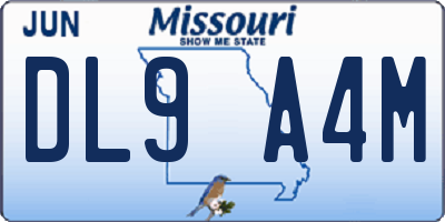 MO license plate DL9A4M