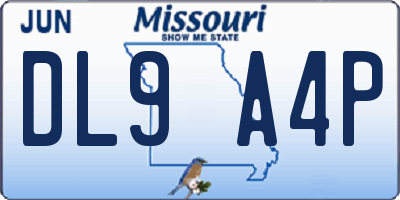 MO license plate DL9A4P