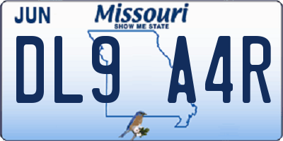 MO license plate DL9A4R