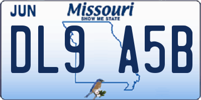 MO license plate DL9A5B