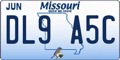 MO license plate DL9A5C