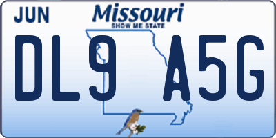 MO license plate DL9A5G