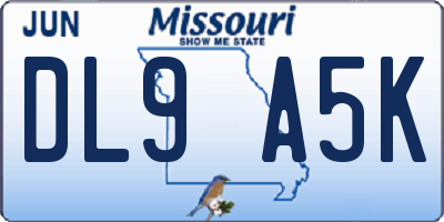 MO license plate DL9A5K