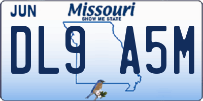 MO license plate DL9A5M