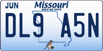 MO license plate DL9A5N