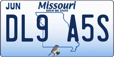 MO license plate DL9A5S