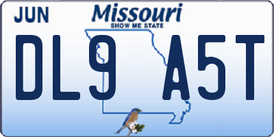 MO license plate DL9A5T