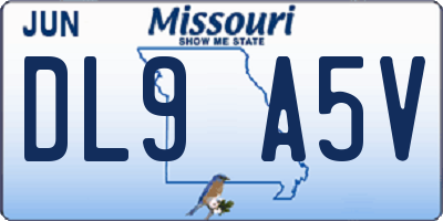 MO license plate DL9A5V