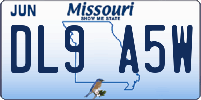 MO license plate DL9A5W