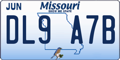 MO license plate DL9A7B