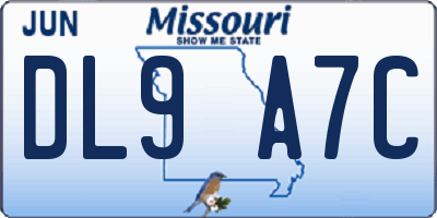 MO license plate DL9A7C