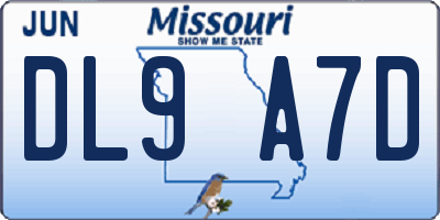 MO license plate DL9A7D