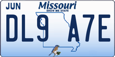 MO license plate DL9A7E