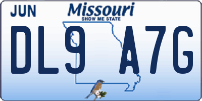 MO license plate DL9A7G