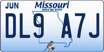MO license plate DL9A7J