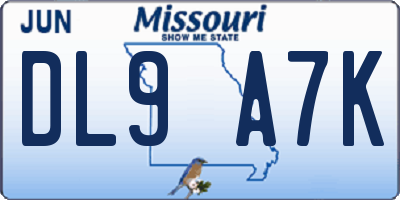 MO license plate DL9A7K