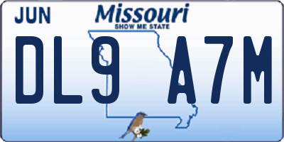MO license plate DL9A7M