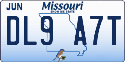 MO license plate DL9A7T