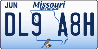 MO license plate DL9A8H