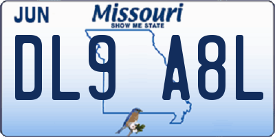 MO license plate DL9A8L