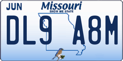MO license plate DL9A8M