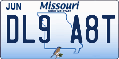 MO license plate DL9A8T