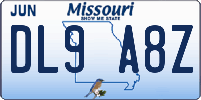 MO license plate DL9A8Z