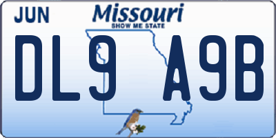 MO license plate DL9A9B