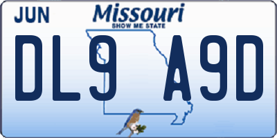 MO license plate DL9A9D