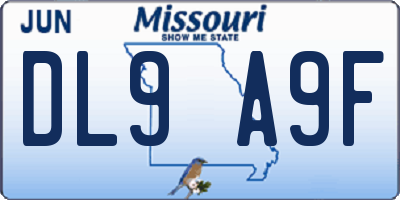 MO license plate DL9A9F