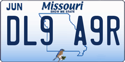 MO license plate DL9A9R