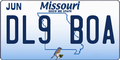 MO license plate DL9B0A