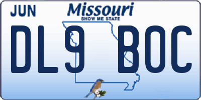 MO license plate DL9B0C