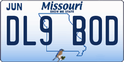 MO license plate DL9B0D
