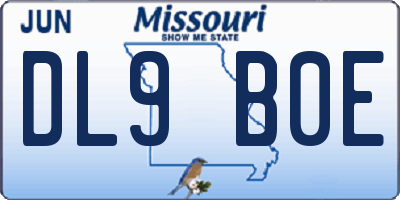 MO license plate DL9B0E