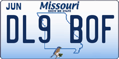 MO license plate DL9B0F