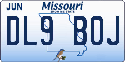 MO license plate DL9B0J